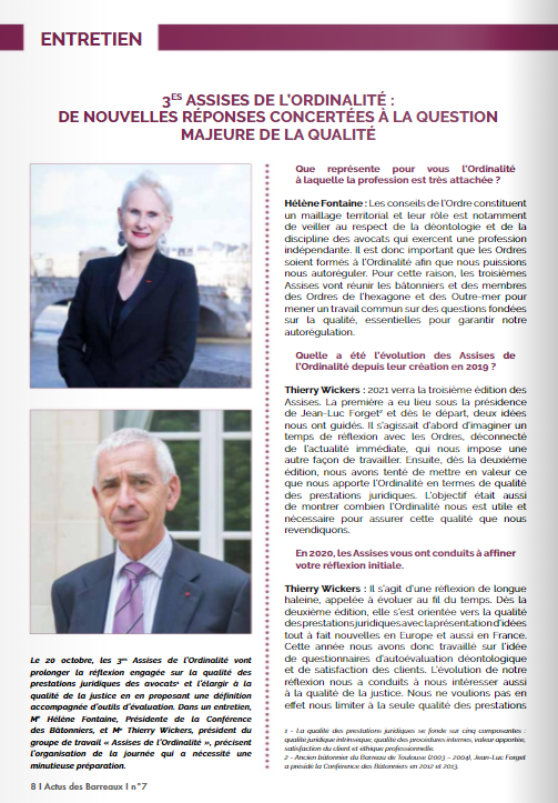 Assises de l'ordinalité: de nouvelles réponses concertées à la question majeure de la qualité