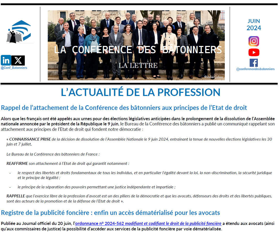 Lettre de la Conférence - Juin 2024
