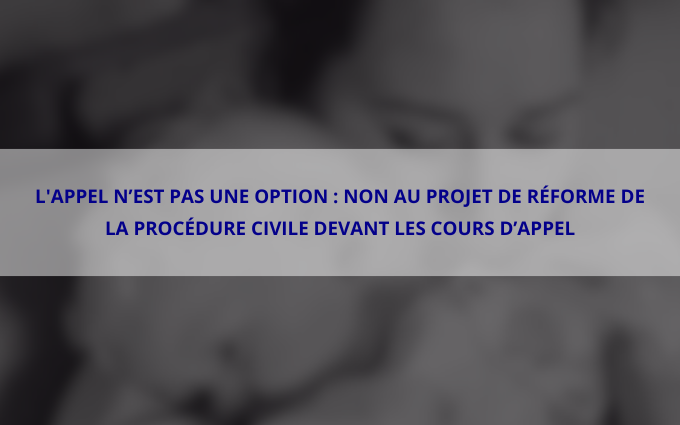 L'appel n’est pas une option : non au projet de réforme de la procédure civile devant les cours d’appel