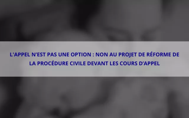 L'appel n’est pas une option : non au projet de réforme de la procédure civile devant les cours d’appel